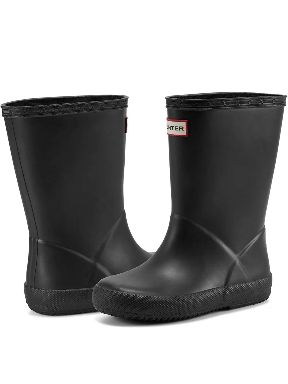 Hunter Kids Black Waterproof Rain Boots with Red Logo Trim Size 11